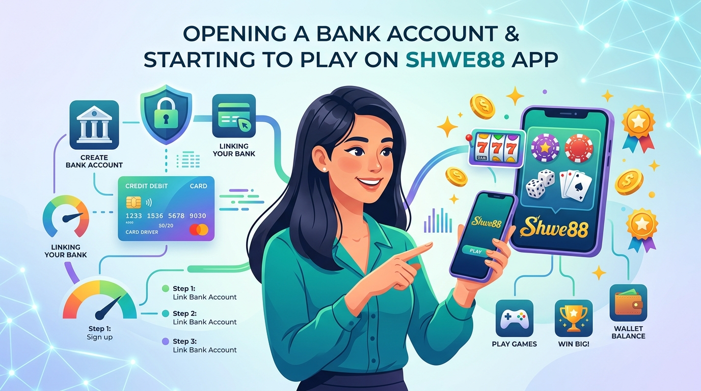 Shwe88 App တွင် ဘဏ်အကောင့်ဖွင့်ခြင်းနှင့် စတင်ကစားခြင်း
